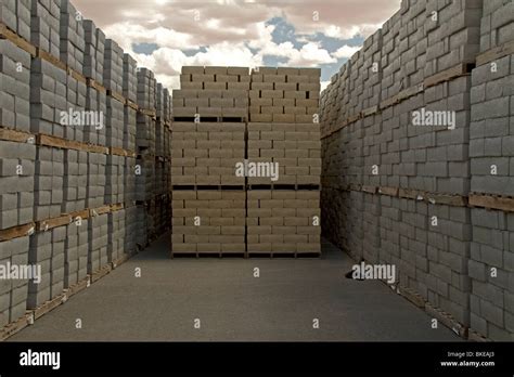 pallets of brick in a brick yard Stock Photo - Alamy