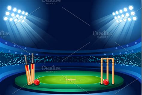 Cricket stadium vector background | Decorative Illustrations ~ Creative ...