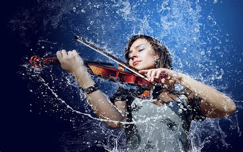 HD wallpaper: . . . The Rain. . . The Violin, music, girls, 3d and ...