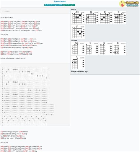 Chord: Sometimes - tab, song lyric, sheet, guitar, ukulele | chords.vip