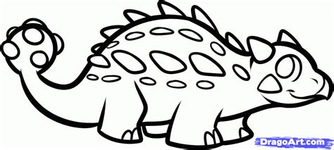 How to Draw an Ankylosaurus For Kids, Step by Step, Dinosaurs For Kids ...