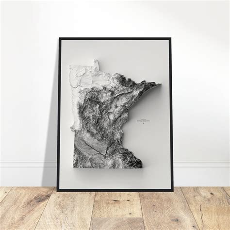 Minnesota Elevation Map Wall Art Topographic Print - Etsy