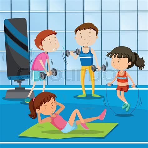 People work out at the gym ... | Stock vector | Colourbox