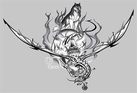 ArtStation - Dragon Wolf Tattoo