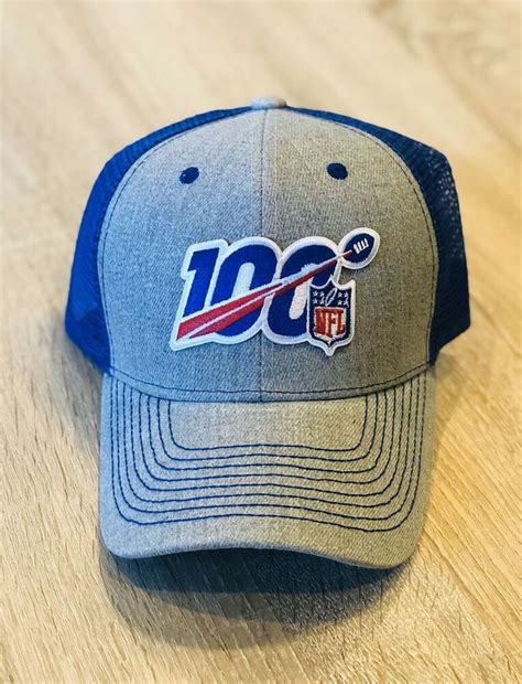 NFL 100th Season Cap Hat 2019 Patch Style Adjustable Grey Blue 100 ...