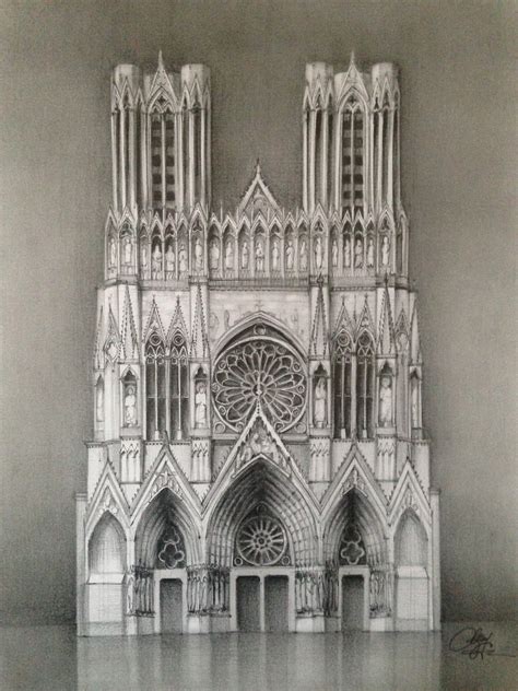 Reims Cathedral - Pencil drawing - Dreams of an Architect