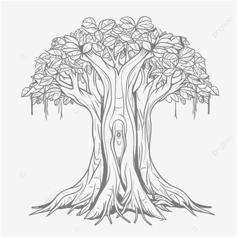 Coloring Book Pages Tree Outline Sketch Drawing Vector, Tree Drawing, Book Drawing, Wing Drawing ...