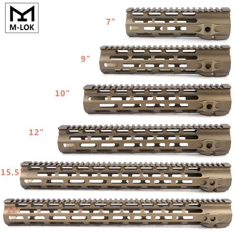 AR15 M4 M16 M-LOK Handguard 12" FDE Ultralight Slim Free Float Aluminum Handguards Rail With ...