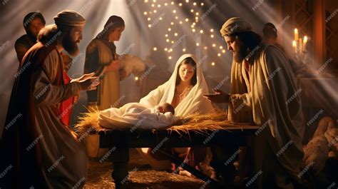 Scene of the birth of Jesus Christ Christmas nativity scene | Premium AI-generated image