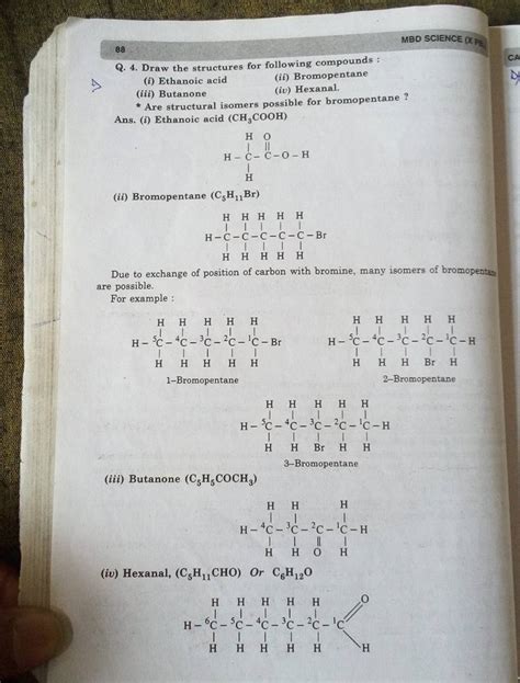 * Are structural isomers possible for bromopentane? Ans. (i) Ethanoic aci..