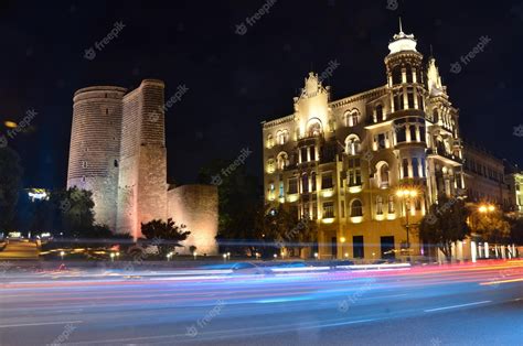 Premium Photo | Maiden tower and historical building in the night city ...