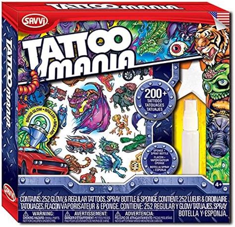 Amazon.com: Savvi Tattoo Mania Temporary Tattoos Kit : Toys & Games