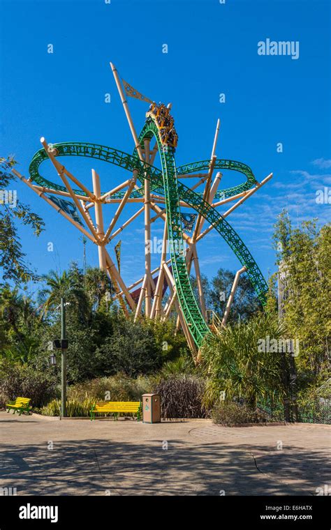 Park guests riding Cheetah Hunt roller coaster at Busch Gardens Tampa ...