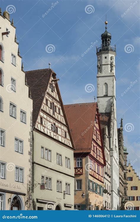 Historic Colorful Half-timbered Houses in the Medieval Town Rothenburg Ob Der Tauber, One of the ...