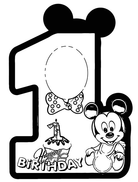 1 Number And Mickey Coloring Page - Wecoloringpage.com