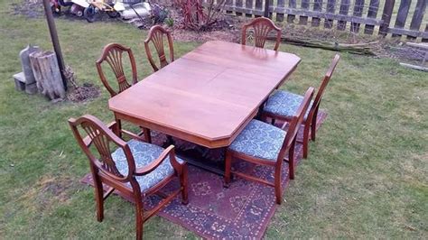 Antique Duncan Phyfe black walnut dining table with 6 matching shed back chairs | Classifieds ...
