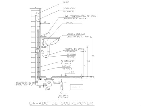 Wash basin installation detail plan detail dwg file. - Cadbull