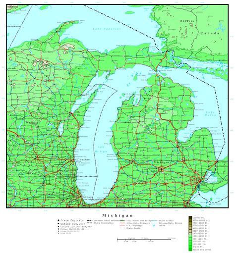 Michigan Elevation Map