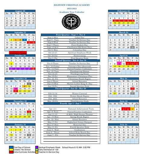 Calendar – Highview Christian Academy