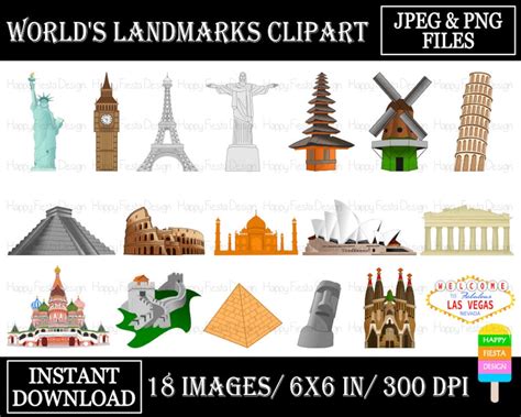 Printable World Landmarks Clip Art-world Famous Landmarks-world ...