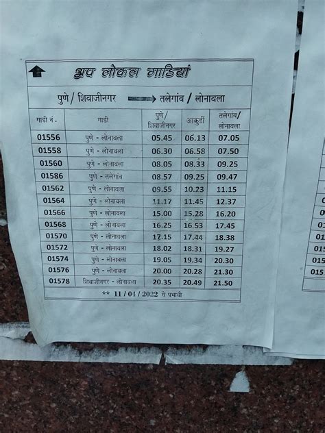 {Updated} Pune to Lonavala Local Time Table 2024