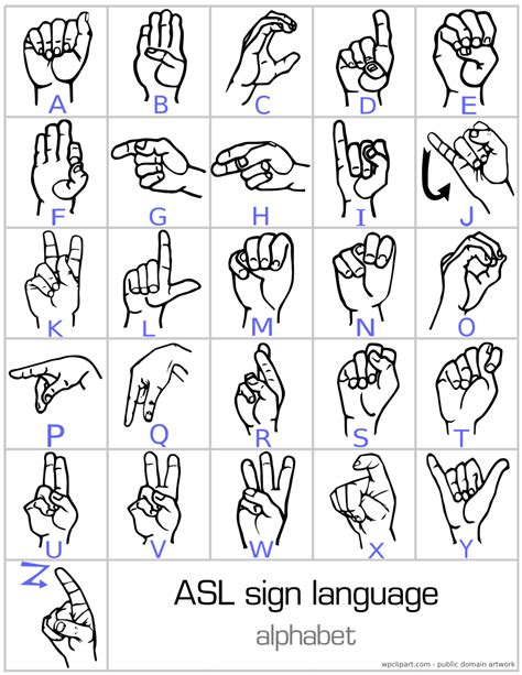 American Sign Language chart — Channing music