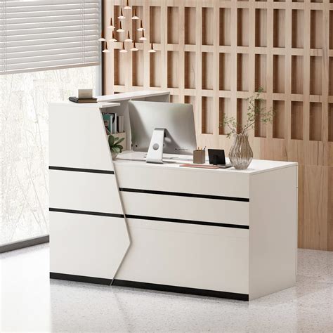 Buy AIEGLE Reception Desk with Hutch, Reception Counter Desk with ...