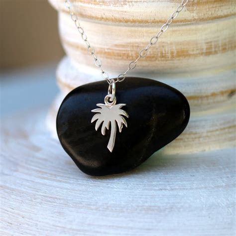 Palm Tree Necklace, Sterling Silver Palm Tree Necklace, Tiny Palm Tree Necklace, Beach Necklace ...