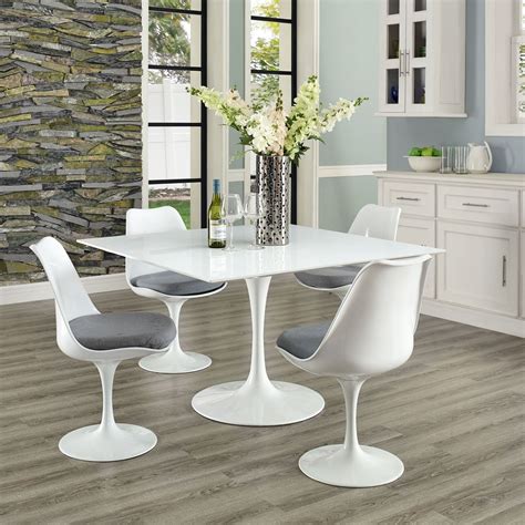 Lippa 47" Square Wood Top Dining Table in White - Hyme Furniture