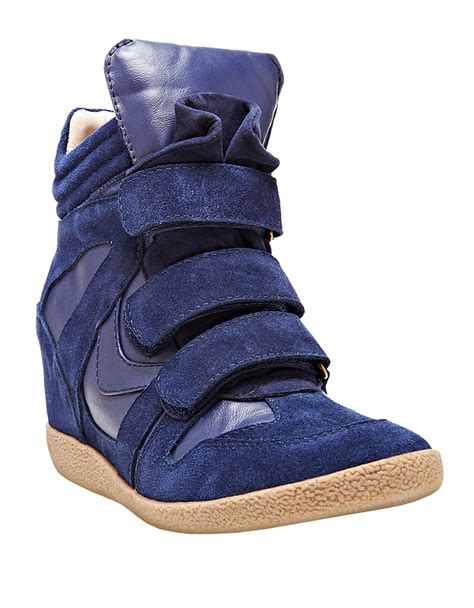 Steve Madden Hilight Suede Wedge Sneakers in Blue | Lyst