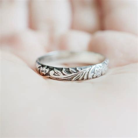 Floral Silver Ring - Etsy