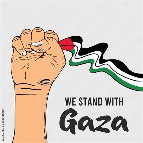 We stand with gaza typography with hand holding flag illustration design Stock Vector | Adobe Stock