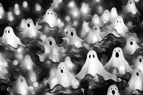 Premium AI Image | Seamless Halloween pattern black and white ghosts in ...