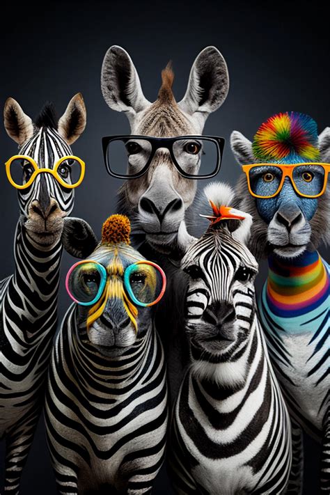 Stripe Animals, Animal Prints, Animal With Glasses, Animal Art, Printable Wall Art, Funny Animal ...