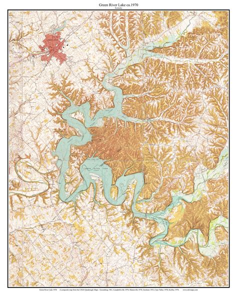 Green River Lake 1970 - Custom USGS Old Topographic Map - Kentucky - OLD MAPS