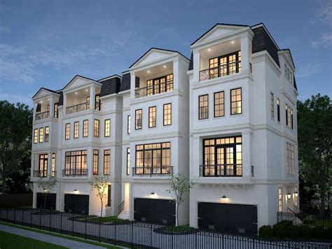 Neoclassical Four 4 Story Townhomes in Houston