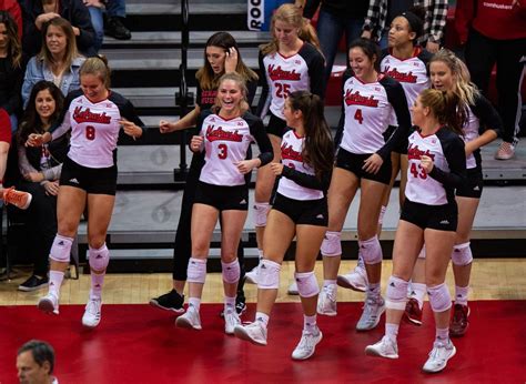 Nebraska volleyball players dancing at matches, and other times, is ...