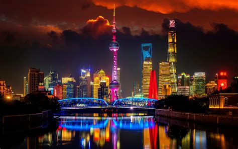 Download wallpapers 4k, Shanghai, Shanghai Tower, Huangpu River, nightscapes, skyscrapers, China ...