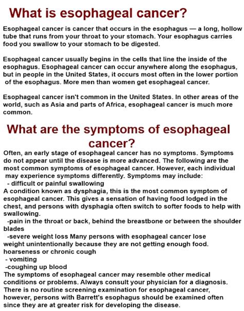 Cancer symptoms causes and treatment: esophageal cancer symptoms-What is esophageal cancer?