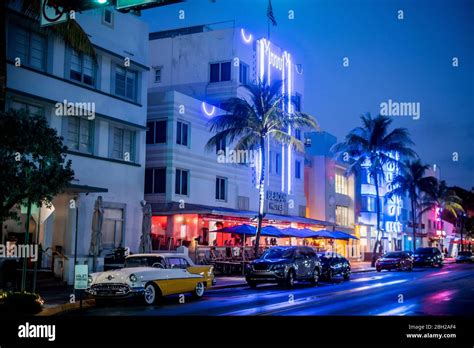 Ocean Drive at night, Miami, USA Stock Photo - Alamy