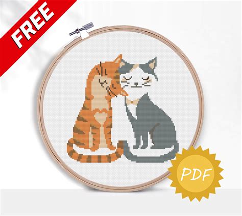 FREE cross stitch animal pattern: Cats - Cheering Studio