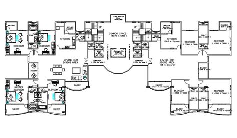 4 Bhk Apartment House Layout Plan Autocad File Cadbull | Images and ...