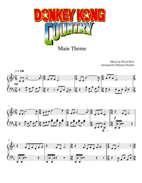 Donkey Kong Country GBC Main Theme sheet music for Piano download free in PDF or MIDI