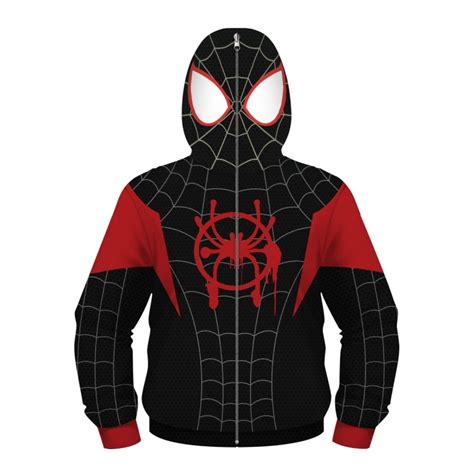 Kids Miles Morales Zip Up Hoodie Spider-Man Fashion Sweatshirt