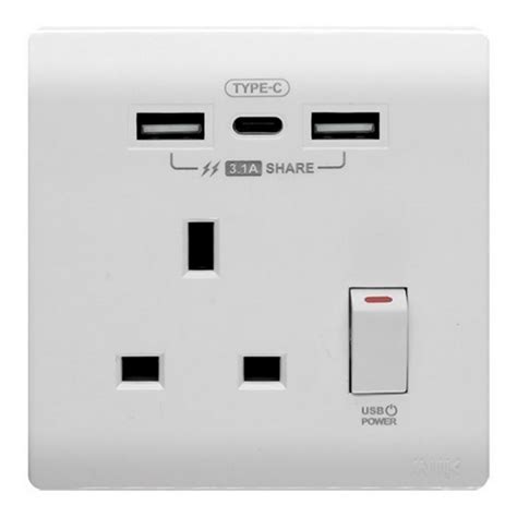 M2K TC105AP-W Single TYPE C/USB Wall socket 3.1A (Bright Glossy White ...