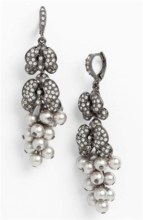 Givenchy Crystal & Faux Pearl Linear Earrings | Nordstrom