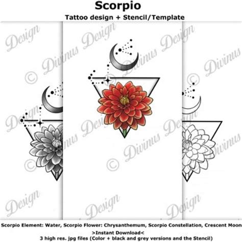 Scorpio Horoscope Flower Tattoo Tattoo Design and Tattoo Stencil ...