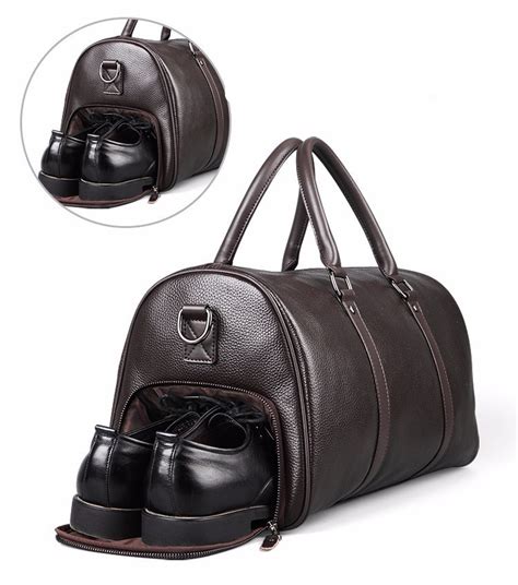 Leather Weekender Bag with Shoe Compartment - Qalibags