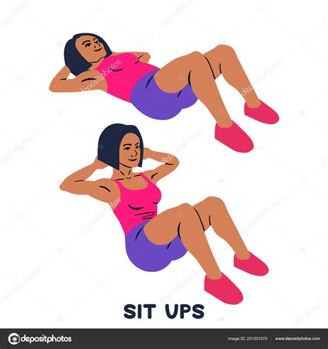 Sit up. Sport exersice. Silhouettes of woman doing exercise. Workout ...