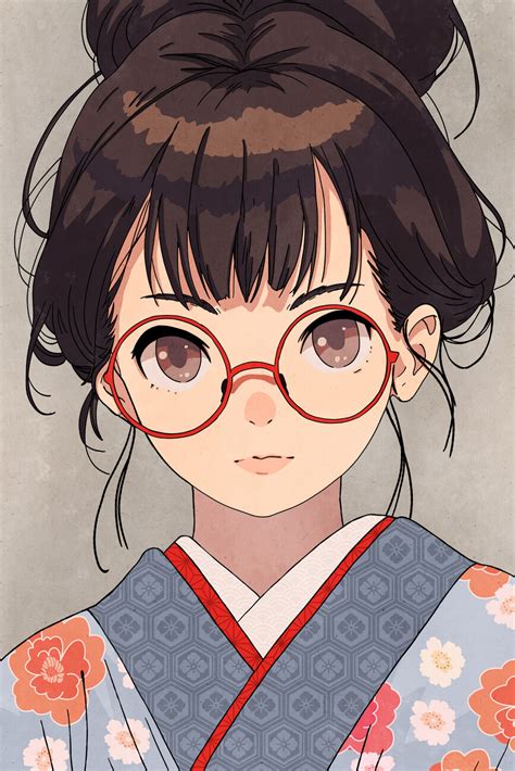 Wall Art Print | Cute anime girl glasses | Europosters